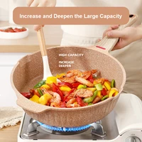 24cm maifan stone pans wok non stick frying pan with lid household wok cooking induction cooker utensils for kitchen