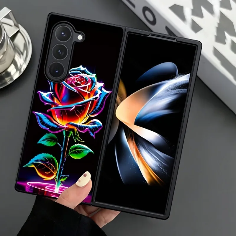 Фото Чехол для телефона Green Leaf Rose с голосовым управлением и LED-подсветкой для Samsung Z Fold 7 6 5 4 S25 S24 S23 S20 FE S22 Plus Note20 Ultra, светящийся (Luminous Fundas) №2
