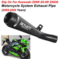 slip on for kawasaki zx6r zx 6r zx636 2009 2020 motorcycle exhaust modified muffler tailpipe escape moto mid link pipe m4 laser