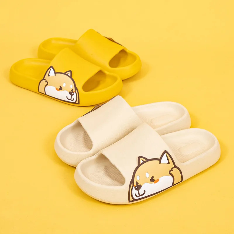 Summer Women Men's Indoor Slippers Bath Thick Platform Non-slip Home Easter Cartoon Flip Flops Bear Beach Sandals Ladies Shoes