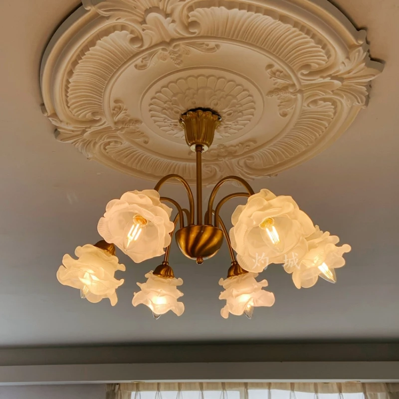 

Современная французская медная ретро люстра в форме цветка для спальни Кабинета гостиной