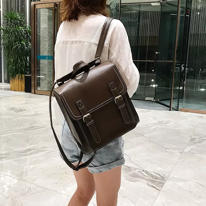 

Vintage Backpack Female Pu Leather Bag Women's Backpack Fashion School Bag for Girls High Quality Leisure Shoulder Bag