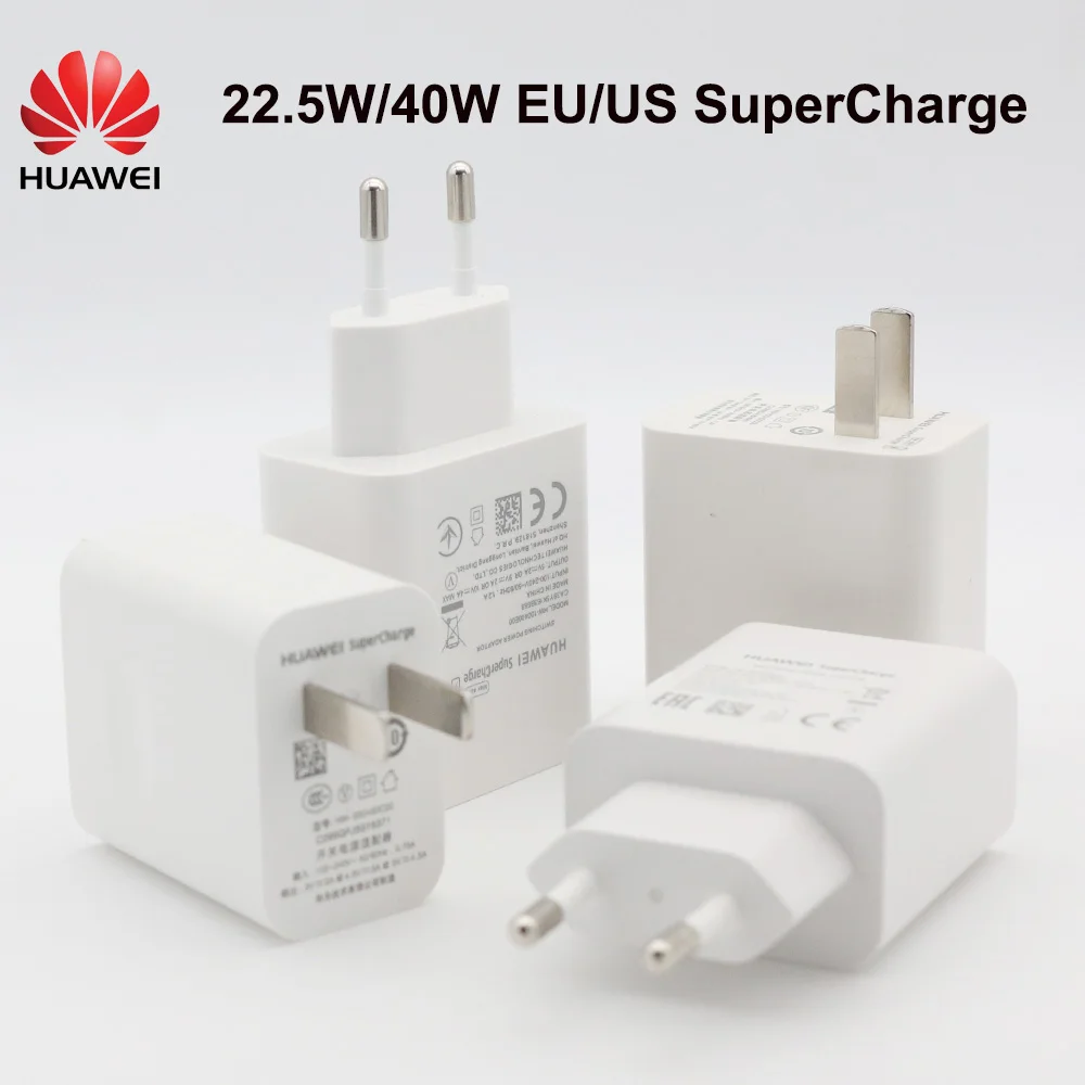 

Оригинальное быстрое зарядное устройство EU/US Huawei P30 Pro 40 Вт 22,5 Вт Supercharge 5A USB Type C кабель для P20 P30 P40 Mate 30 Pro X20 Nova 5 5T 6