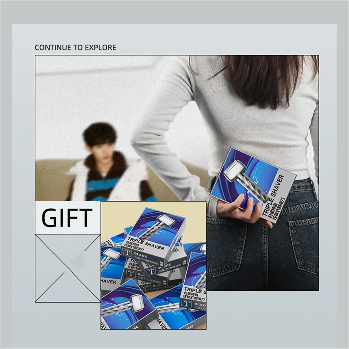 Мини-бритва с возвратно-поступательным движением и 3 головками полностью