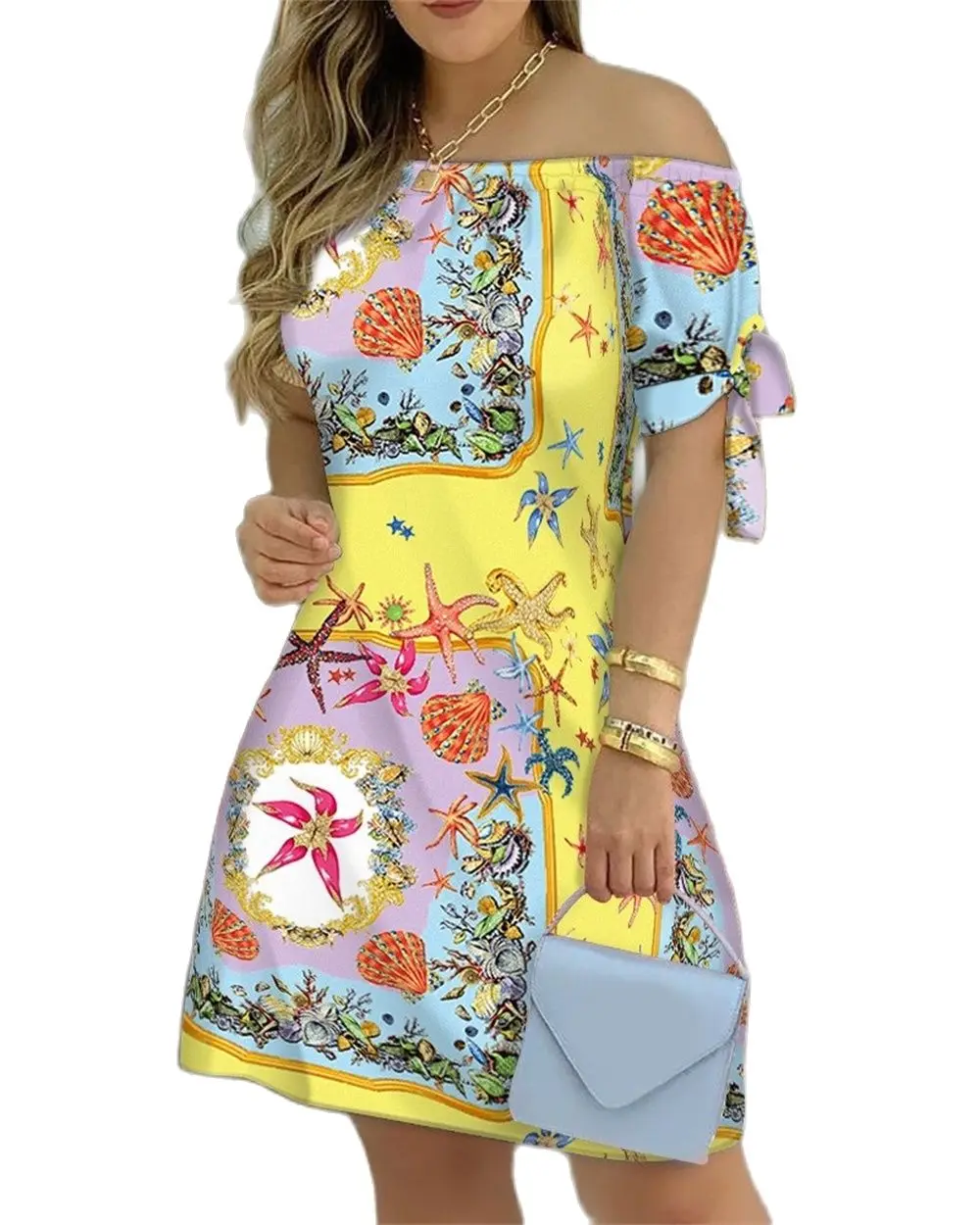 

Женская мини-юбка на одно плечо, с открытыми плечами и коротким рукавом