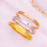 luxury crystal bracelets for women lovers bracelets stainless steel bangles heart cubic zirconia golden woman beautiful jewelry