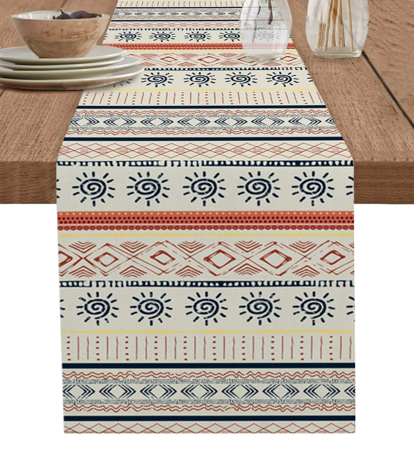 

Indian Lines Hand-Painted Table Runner Wedding Decor Table Cover Holiday Party Coffee Table Decoration Table Cloth