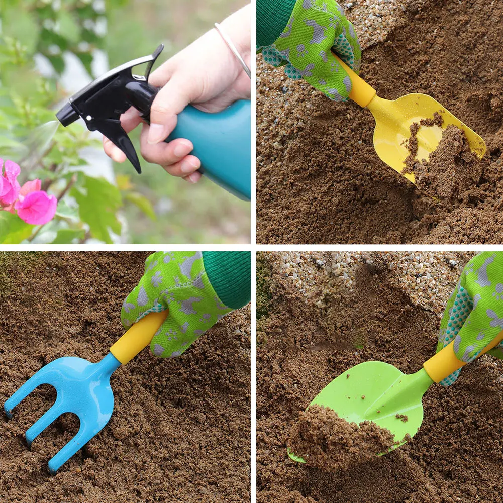 

Lightweight Game Learning Outdoor Toy Educational Kids Gardening Set Apron Gloves Portable Tote Bag Watering Can Shovel Rake