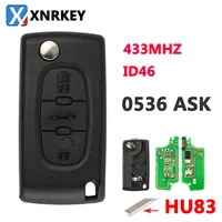 3 button flip remote key 433mhz electronic 46 chip 0536 ask hu83 blade for peugeot key truck button