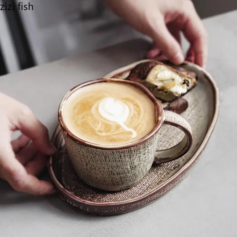 

Японская керамическая кружка в стиле ретро, Необычные кофейные кружки неправильной формы, чашка для ресторана, дома, завтрака, чашка для офиса, чашки для воды