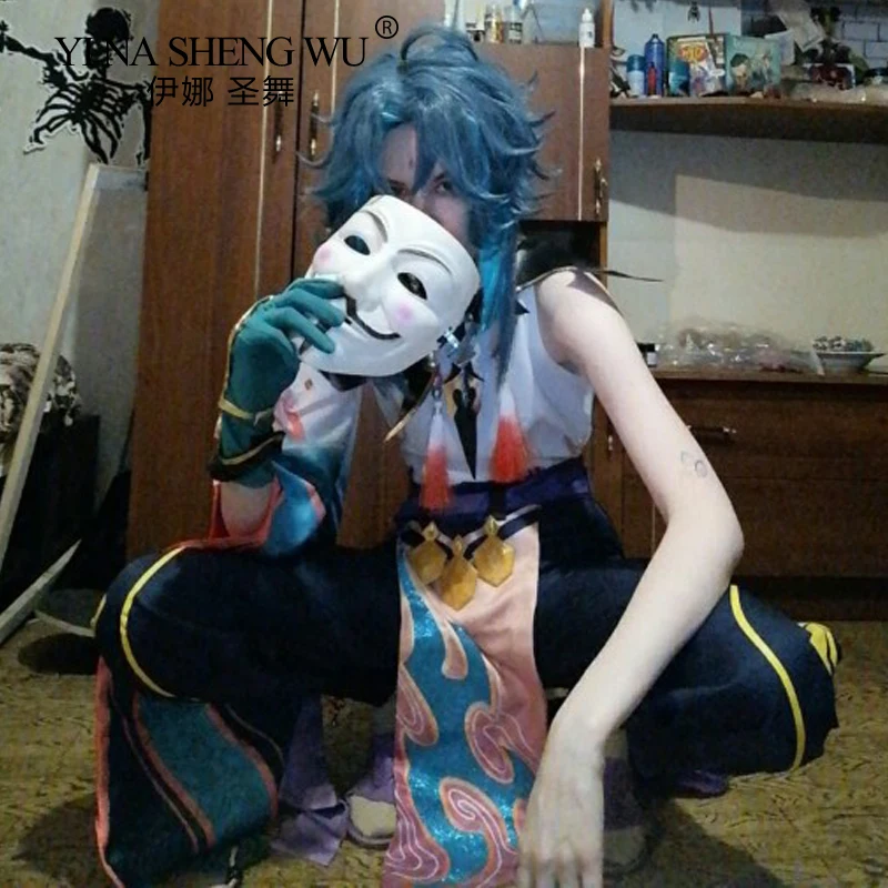 

Костюм для косплея Genshin Impact Xiao, Карнавальная вечеринка, костюм для выступления, Аниме Костюм, униформа для ролевых игр, костюм на Хэллоуин, подарки