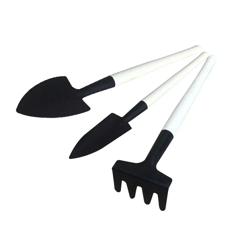

3 PCS Mini Metal Garden Handle Shovel Rake Set Weeding Tool Bonsai Flowers Pot Tool Set Metal Head Shovel Gardening Tools