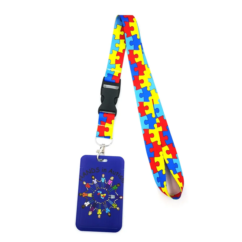 

Autism pattern Blue Lanyard for Keys Phone Cool Neck Strap Lanyard for Camera Whistle ID Badge Cute webbings ribbons Gifts