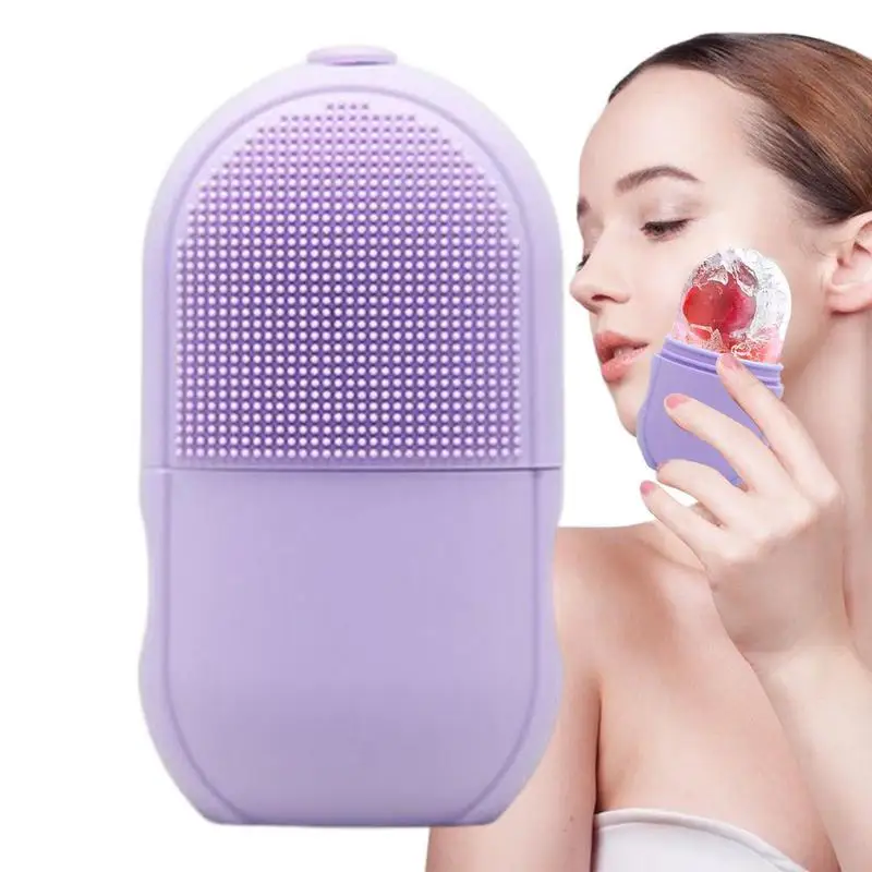 

Ice Face Roller Silicone Cooling Cubes Face Eye Massager Shrink Pores Anti- Acne Facial Roller For Calming Lifting & Contouring