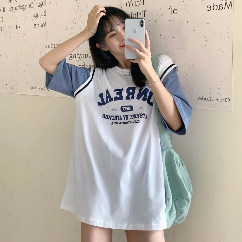 

Women's T-shirts Tops Japanese Kawaii Ulzzang Retro Ins Letter Print Loose Lazy Tshirt Female Korean Harajuku Clothes For Women
