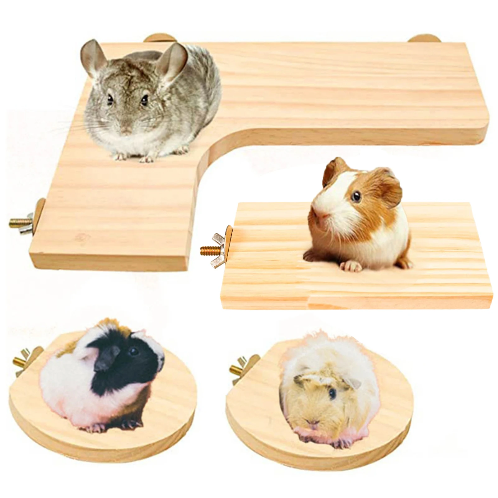 

4 Pcs Hamster Wood Natural Platform Wood Round Station Board Natural Hamster Standing Platform Cage Accessories For Birds