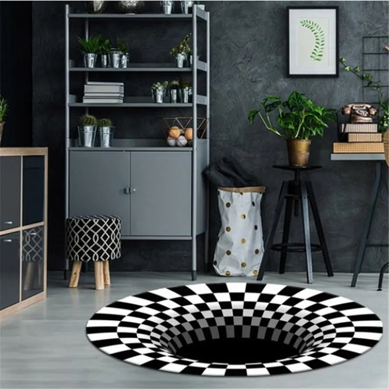 

120x120cm 3D Round Carpets For Living Room Bedroom Office Etc 3D Stereo Vision Carpet Anti-Skid Area Rugs Home Bedroom Floor Mat