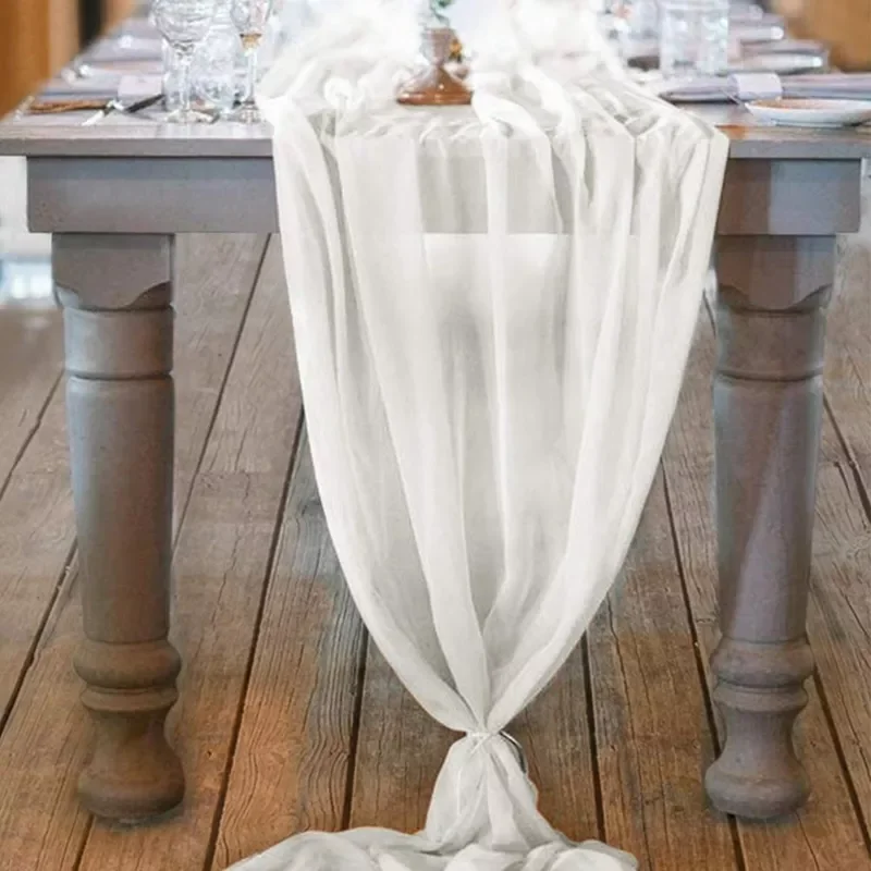 

Sheer Chiffon Table Runner Vintage Rustic Wedding Bridal Shower Birthday Party Table Decoration Christmas Home Decor 305x70cm