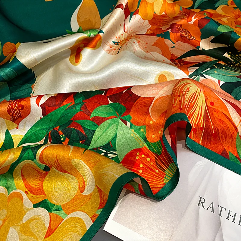 Новое поступление 2024 Модный женский шелковый шарф с принтом весенний шейный