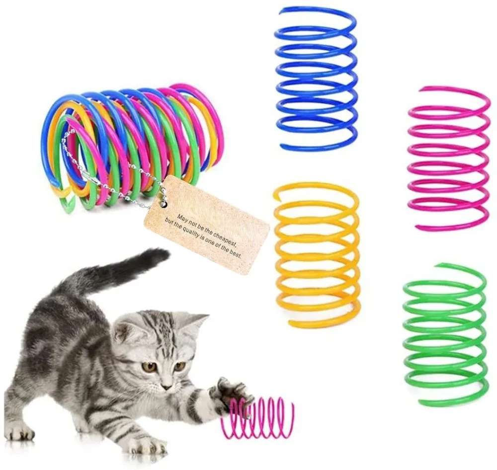 

8pcs Colorful Plastic Spring Bounce Cat Toys Flexible Cat Coil Toy Cat Dog Interactive Funny Toys Pet Favor Toy Pet Products