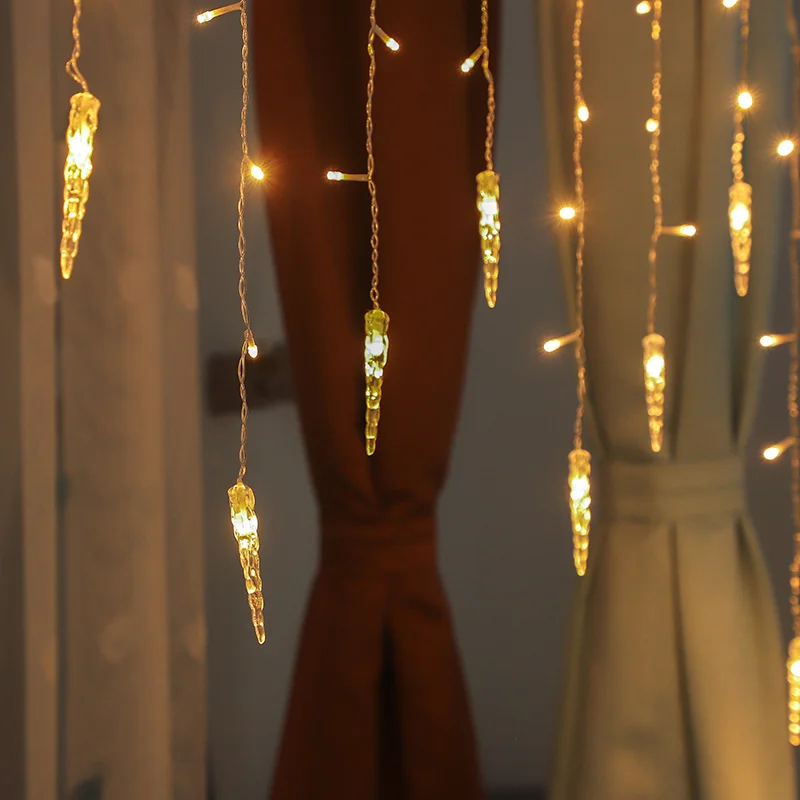 

LED Curtain Icicle String Lights Christmas Garland Waterfall Outdoor Garden Decoration Fairy Light for Street Eaves Patio