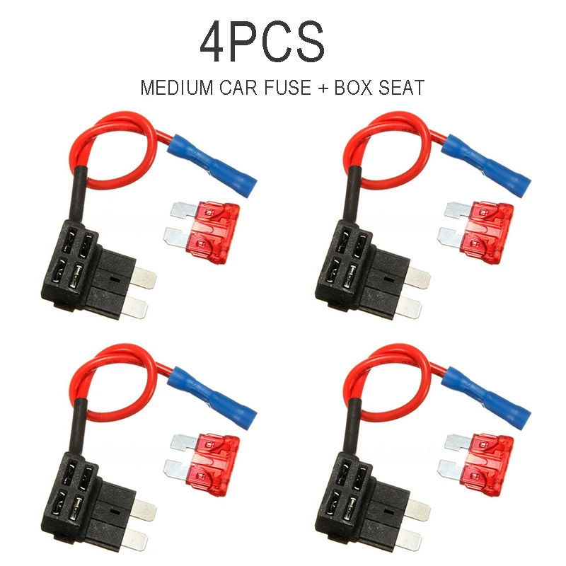

4pcs Car Add-a-circuit Fuse + TAP Adapter Standard ATO ATC Auto Blade Fuse Holder