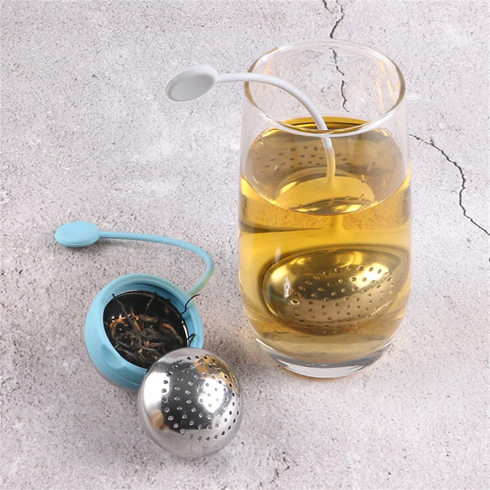 

Stainless Steel Herbal Filter Mesh Strainer Silicone Handle Tea Infuser Teapot Tray Teaware Accessories Tea Strainer