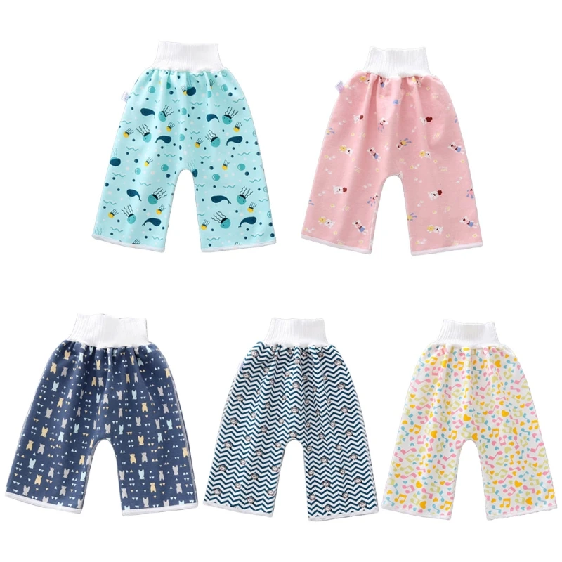 

Comfy Children Diaper Skirt Shorts 2 in 1 Anti Bed-wetting Washable Cotton Potty Training Nappy Pants Waterproof Bed Clothes for