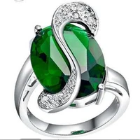exquisite green oval zircon single ring for women engagement party wedding jewelry hand accessories size 6 10