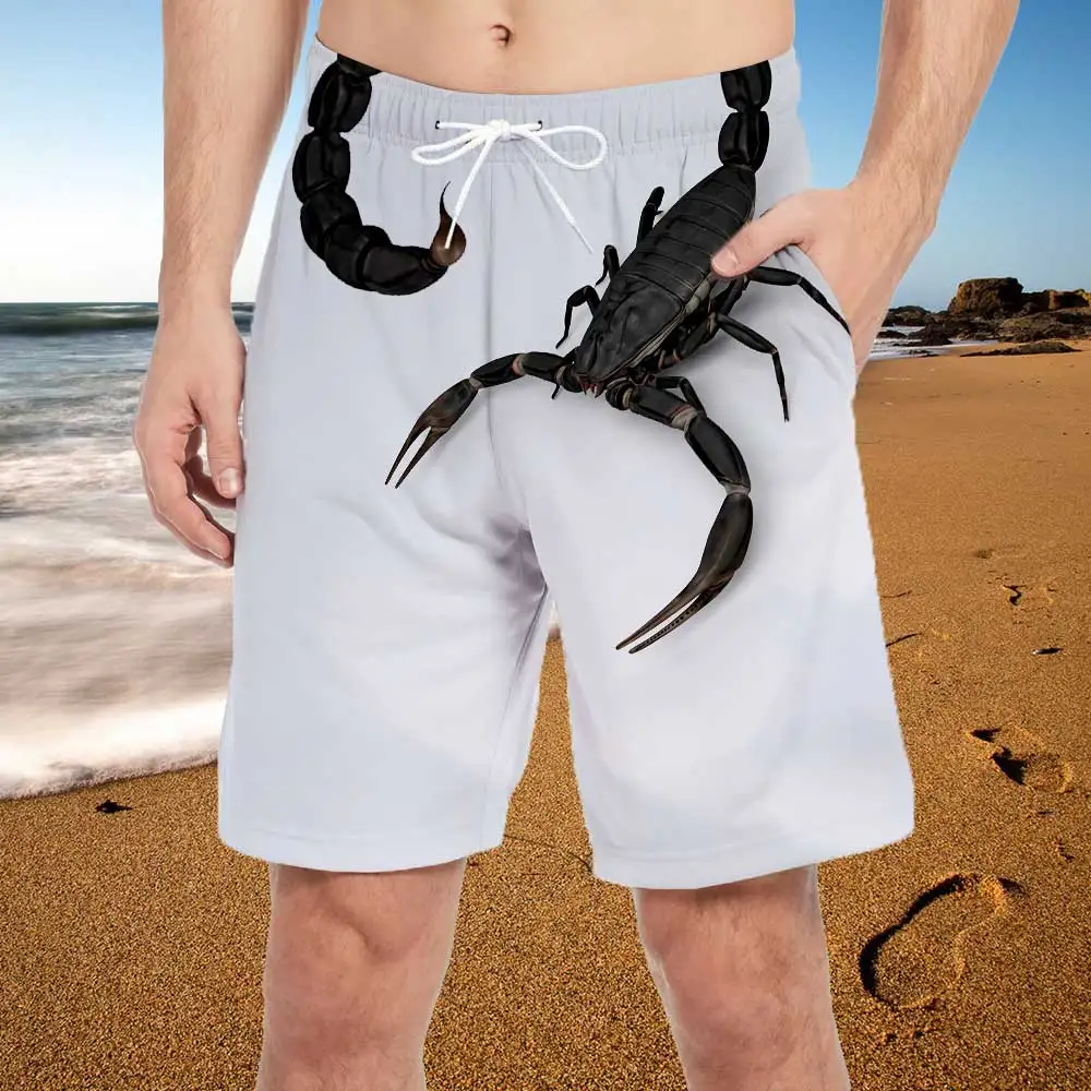 Big Scorpion Summer Men's Beach Pants 3D Printed Animal Scorpion Shorts Loose Oversized Creative Funny Beach Pants Men's Shorts