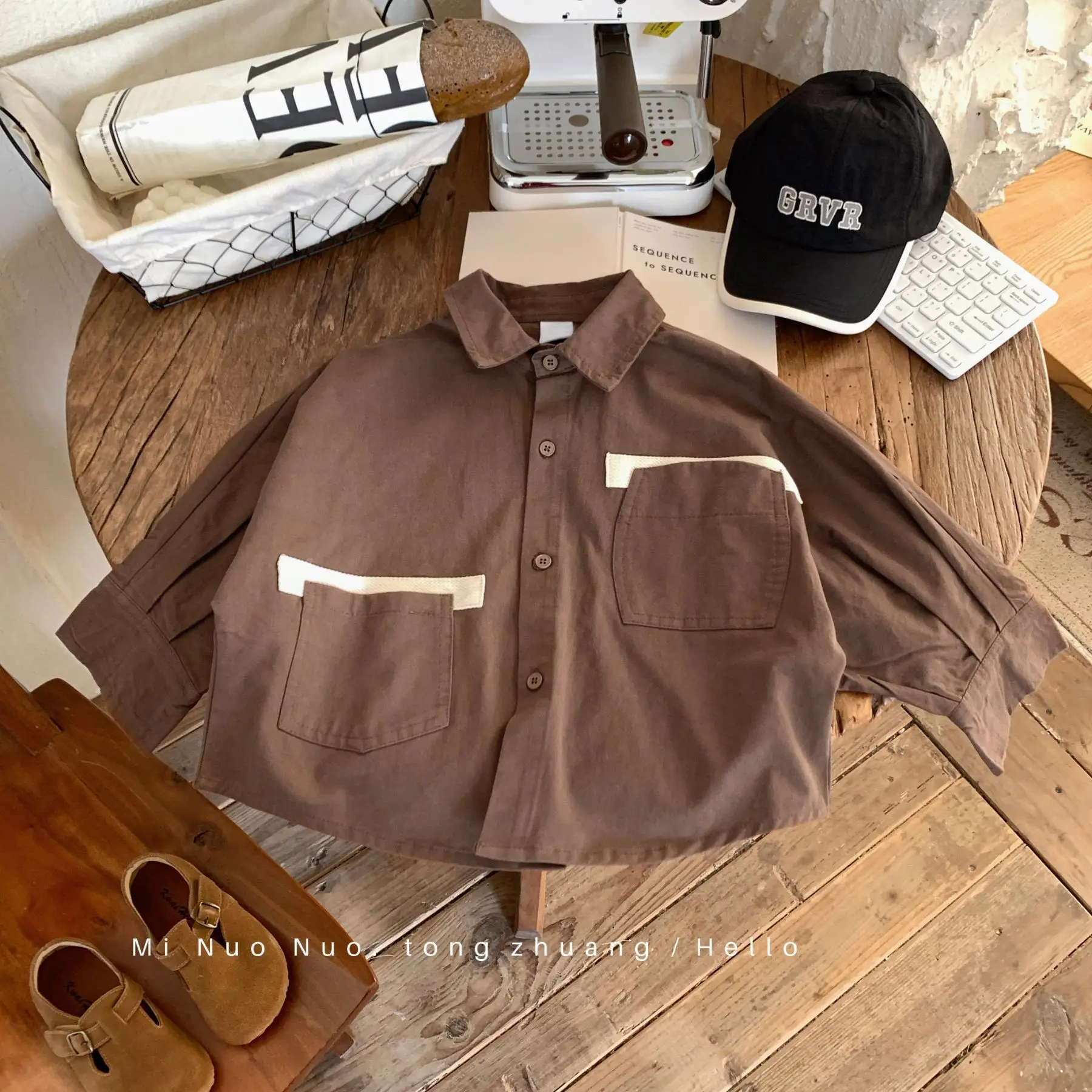 

2023New Boys' Workwear Shirt Coat Spring and Autumn Tide Children's Long Sleeve Color Matching Wash Shirt Korean Children's Wear