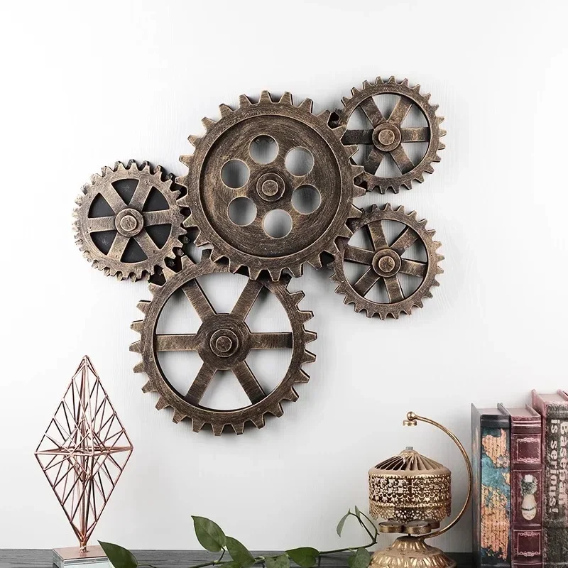 

Wooden Gear Wall Hanging Creative Crafts Personality Bar Wall Decoration Retro Industrial Wind Coffee Bar Wall Decoration
