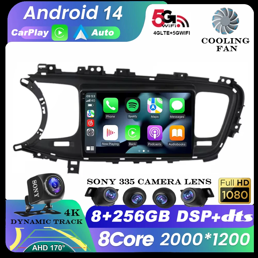 Автомагнитола на Android 14 для KIA K5 Optima 3 TF 2010-2015 Авторадио с сенсорным экраном радио