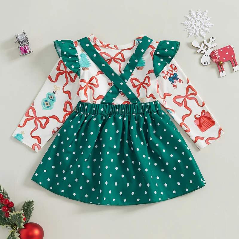 Рождественский комплект для маленьких девочек с бантом комбинезон капюшоном и