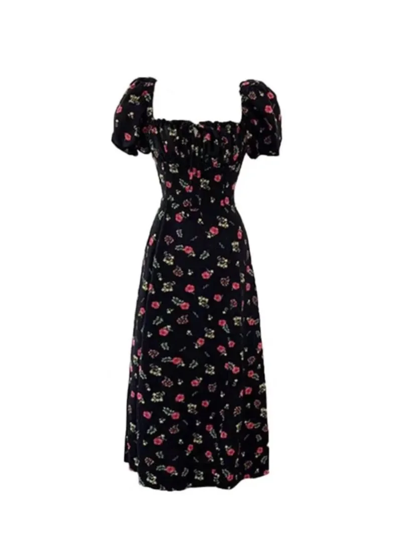 Летние женские платья с пышными рукавами элегантные юбки во французском стиле