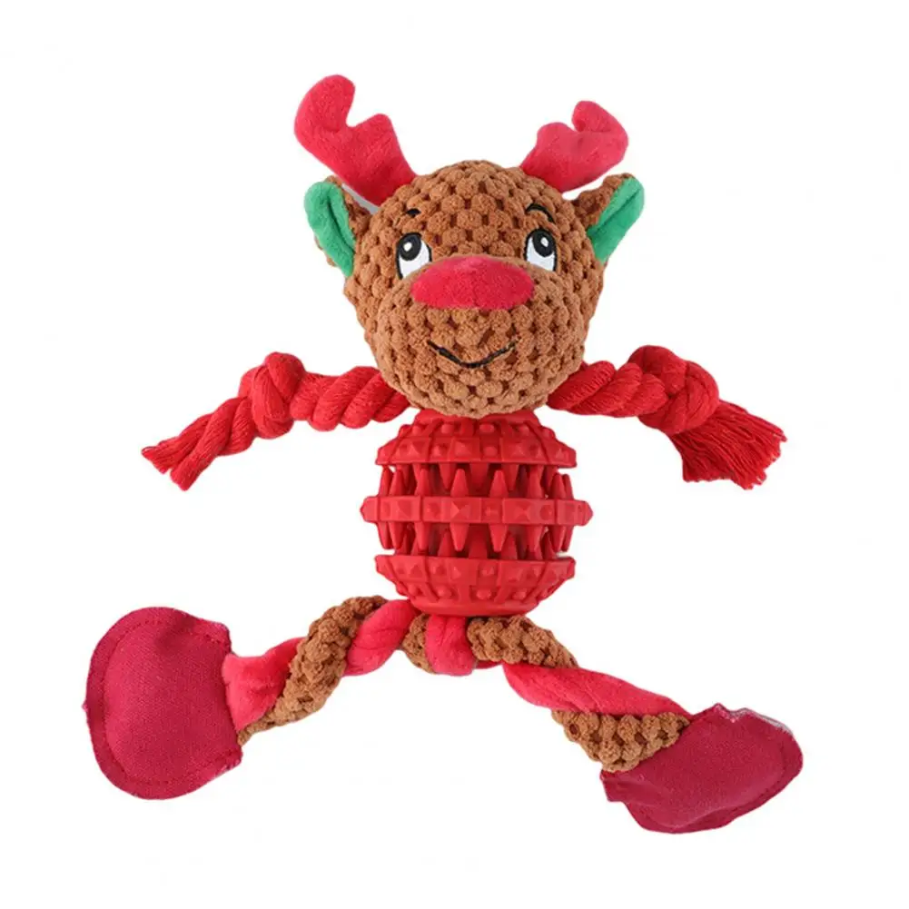 

Useful Pet Teething Toy Rubber Teeth Grinding Toy Wear-resistant Santa Snowman Elk Dog Toy Pet Puzzle