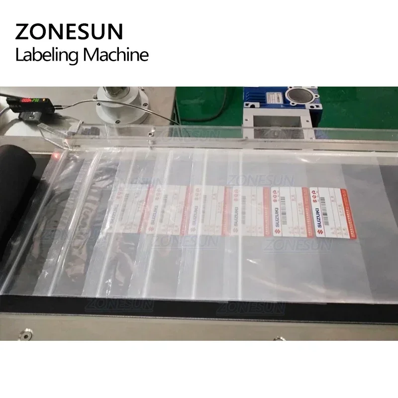 Фото ZONESUN XL-T832 Автоматическая наклейка, клейкая плоскость, бирка B, пищевая бумажная книга, большая пластиковая пленка, этикетировочная машина для плоской упаковки №5