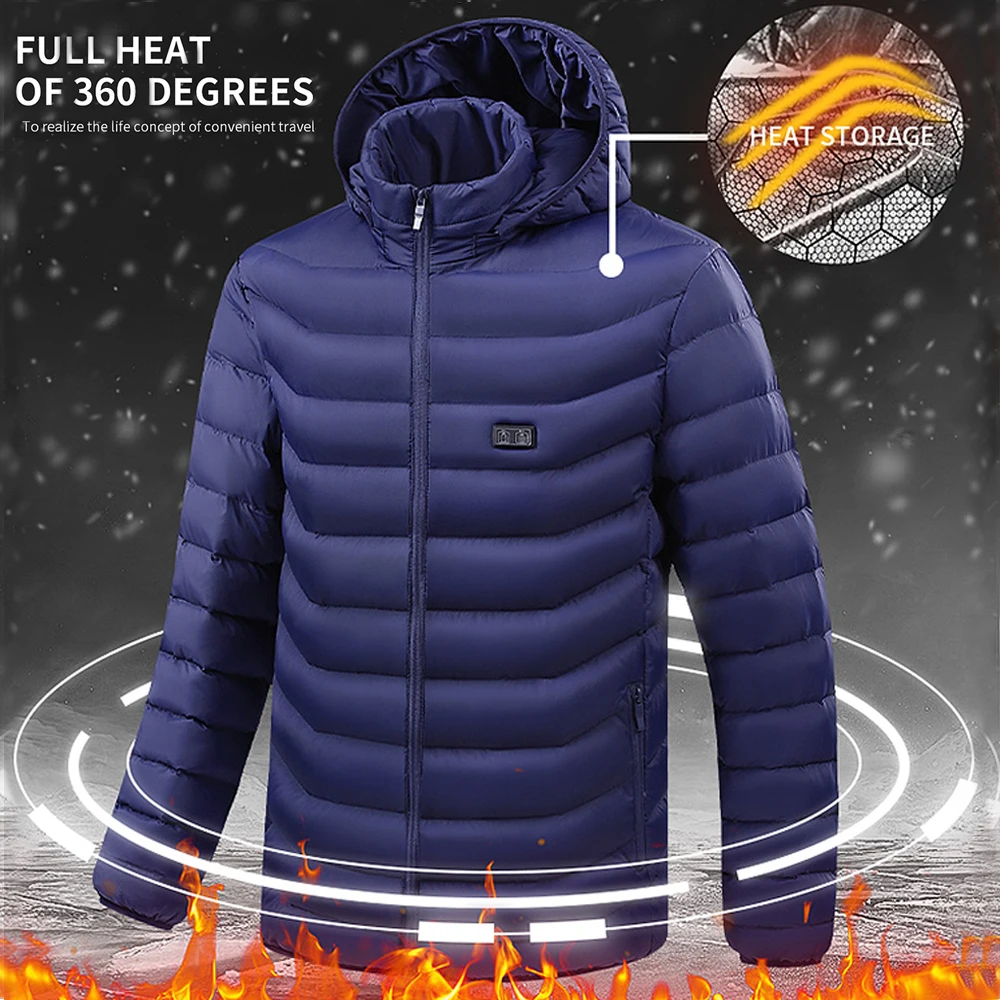 1x Unisex USB Electric Heating Jacket 15 Zone Electric Heating Cotton Clothing Thickening Warm Outdoor Hunting Warm Clothes