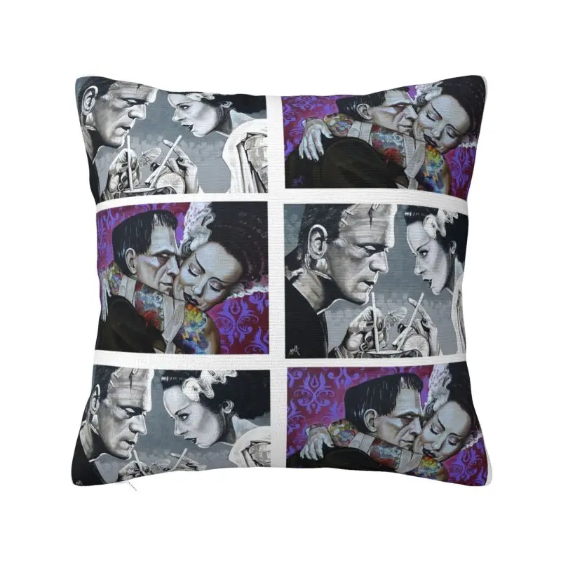 

Bride Of Frankenstein Collage Nordic Throw Pillow Cover Decoracion Salon Case Science Fiction Horror Film Car Cushion