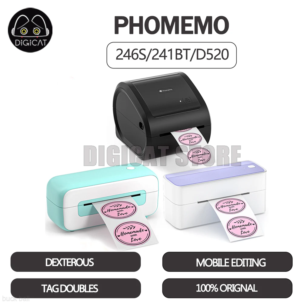 

Phomemo 246S 241BT D520 Mini Portable Printer Bluetooth Wireless Label Printer Mobile Editing Thermal Printer Batch Printing