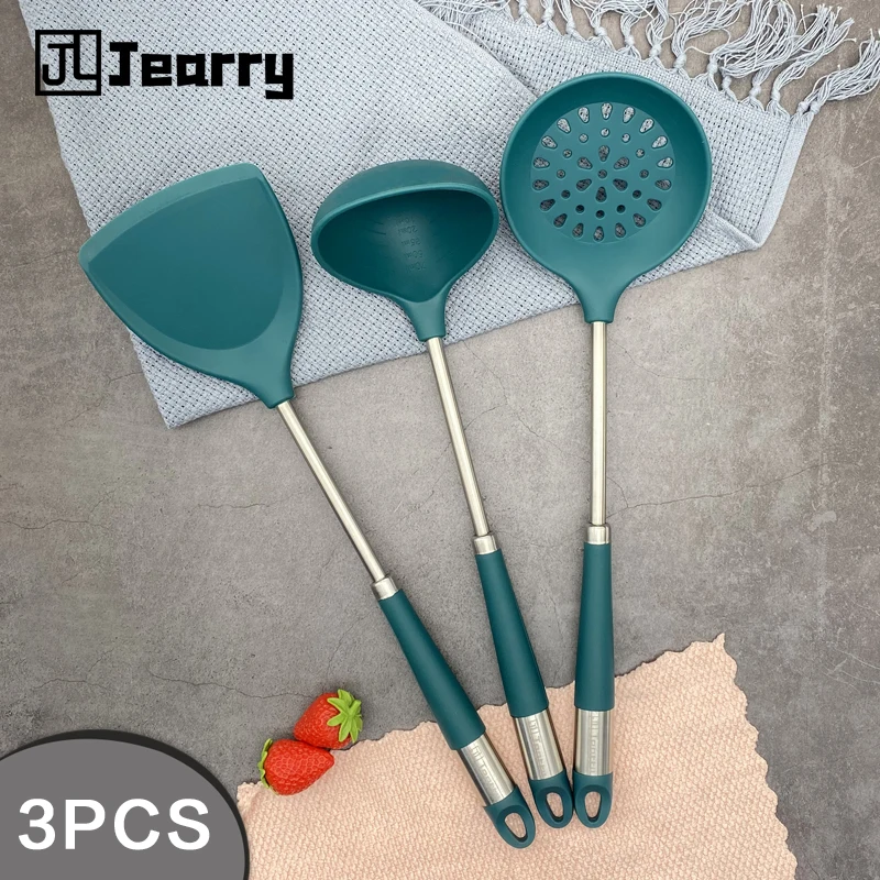 

Jearry 304 Stainless Steel Cookware Heat Resistant Food Grade Green Silicone Kitchen Utensils