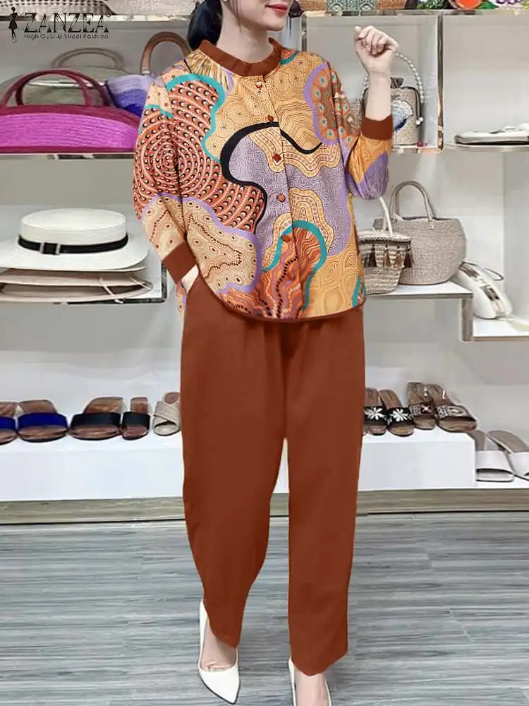Модные женские дизайнерские комплекты ZANZEA Повседневная рубашка с рукавом 3/4