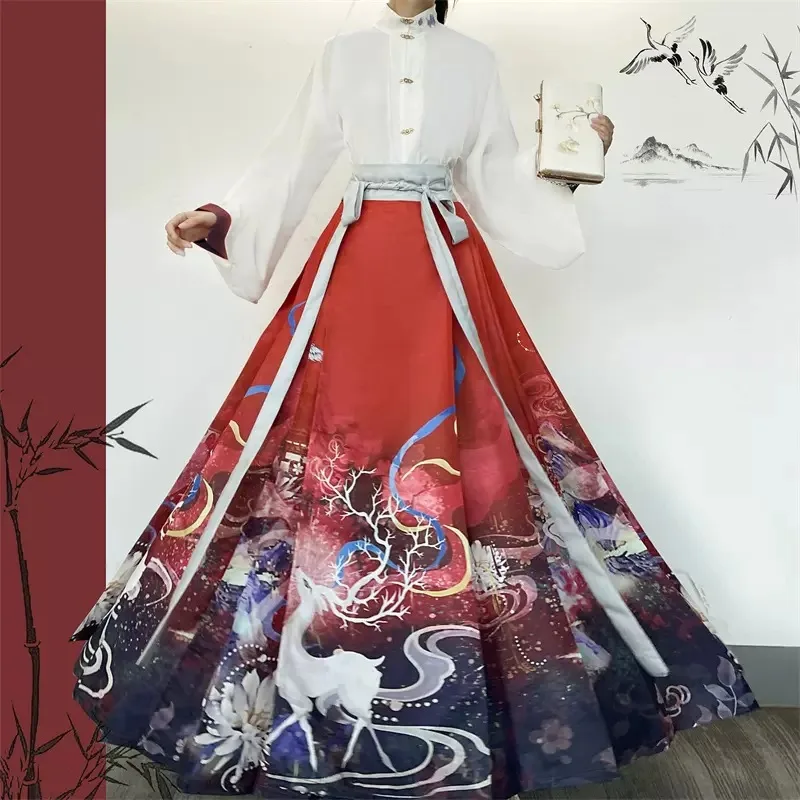 SY30 оригинальная женская юбка династии Мин Ханфу в китайском стиле с лицом лошади