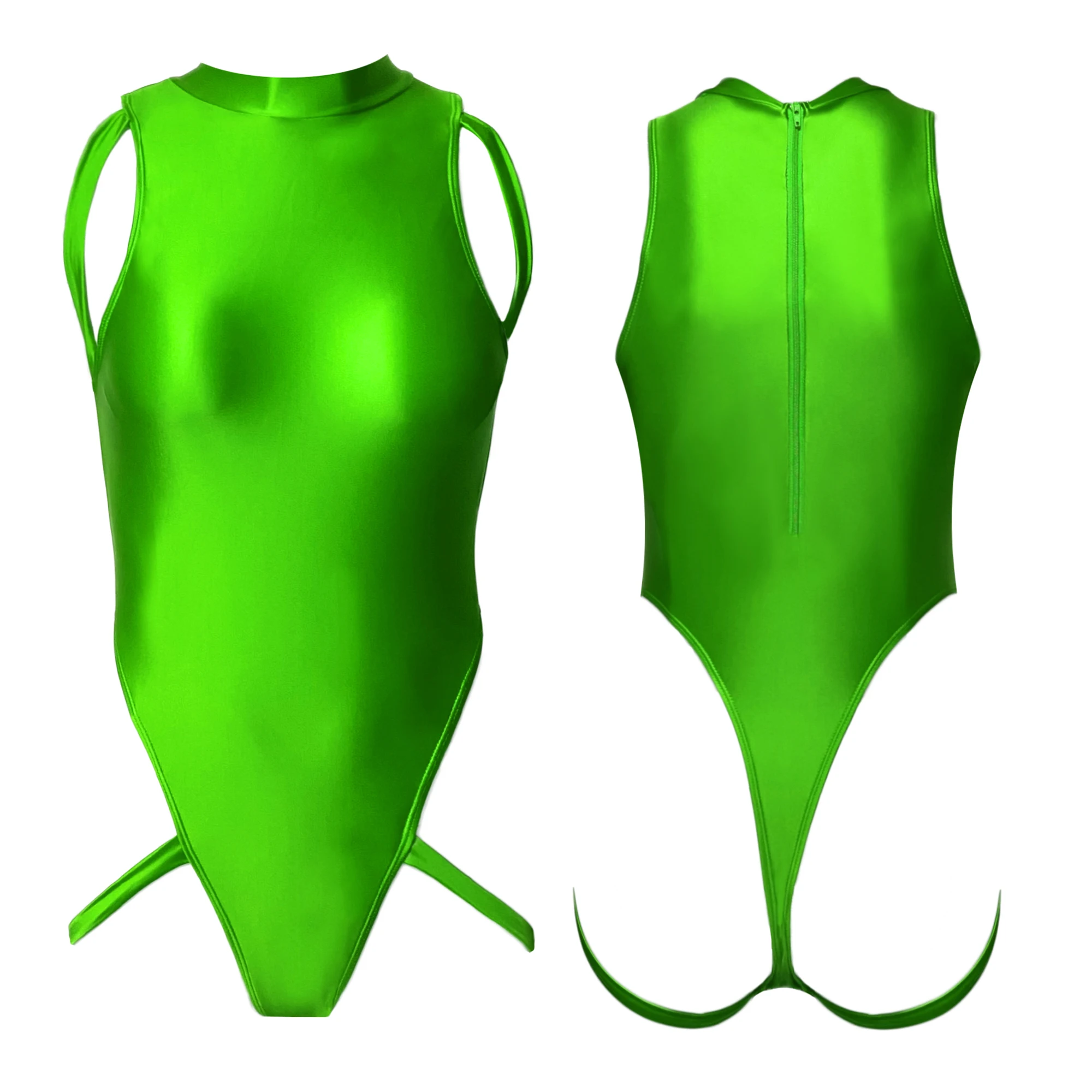 XCKNY new Oily Glossy slip swimsuit Sexy swimsuit high cut crotch swimsuit one-piece Thong women's Oil Glossy tight swimsuit