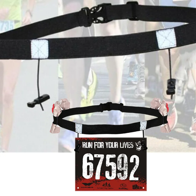 Эластичный пояс для крепления бегового номера на талии с карманом для гелей для триатлона, марафона, велосипедных гонок и мотоспорта, с 6 петлями для гелей и аксессуарами для фитнеса и спорта.