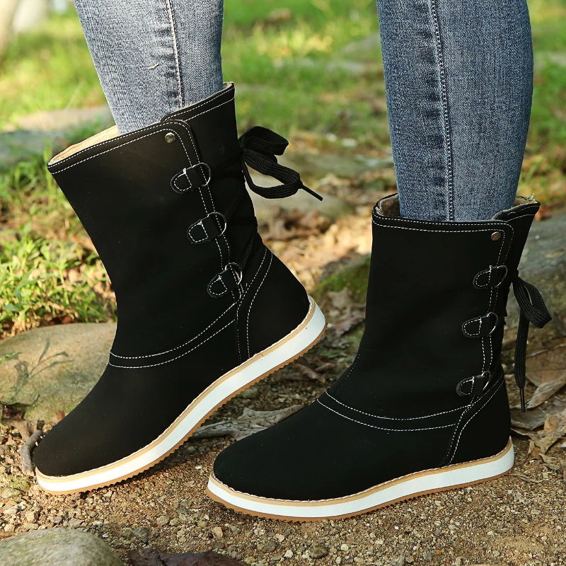 

Женские замшевые ботинки на шнуровке, большие размеры, Осень-зима 2022