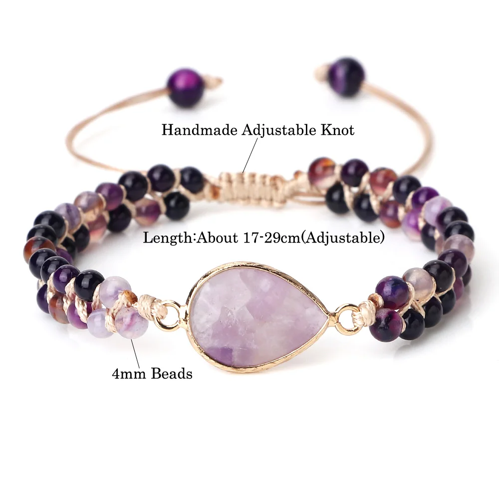 Женский Регулируемый браслет с бусинами из натурального агата 4 мм