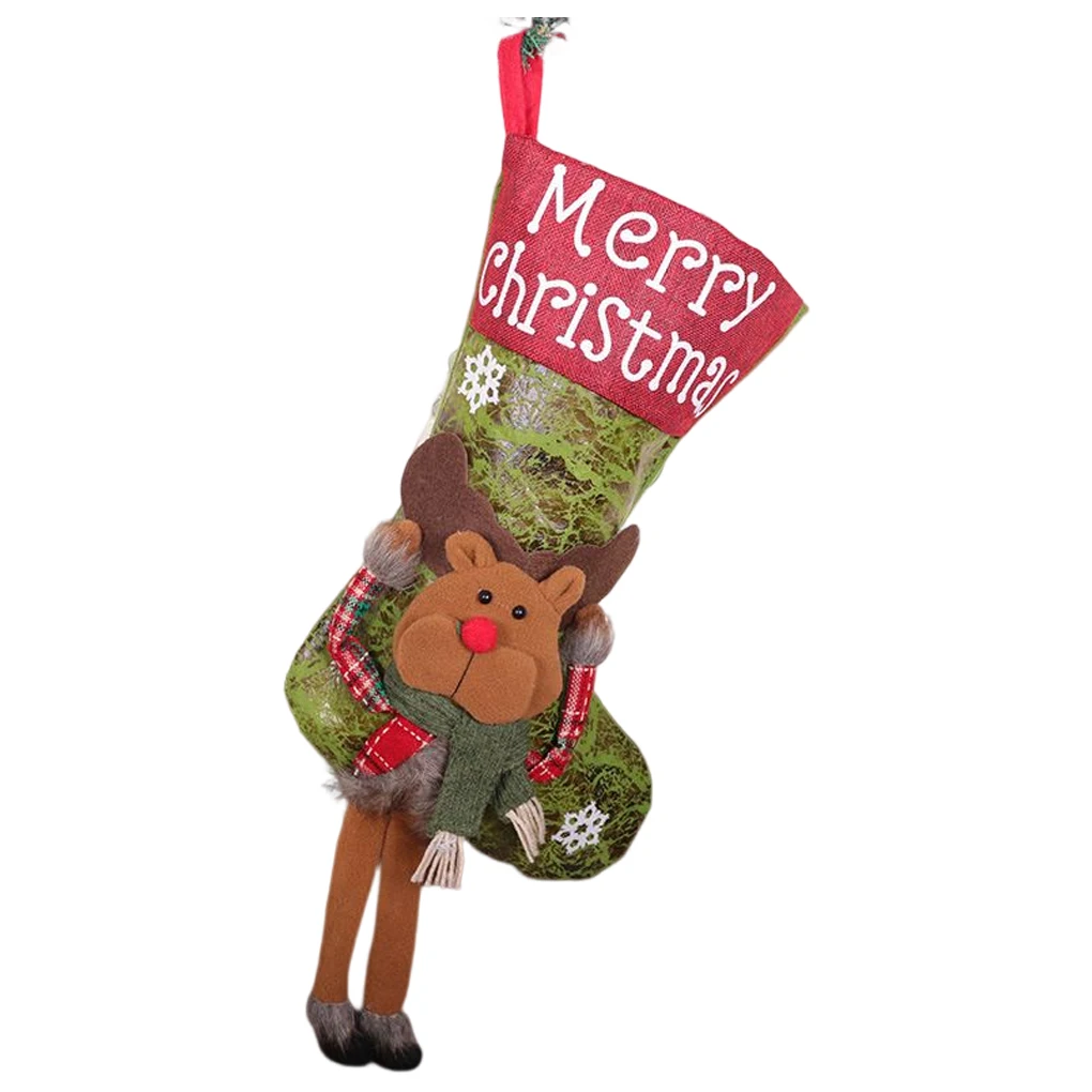 

Рождественские чулки большого размера, зимние носки-вешалки с Санта-Клаусом, снеговиком и длинными ногами, короткие плюшевые Подарочные ба...