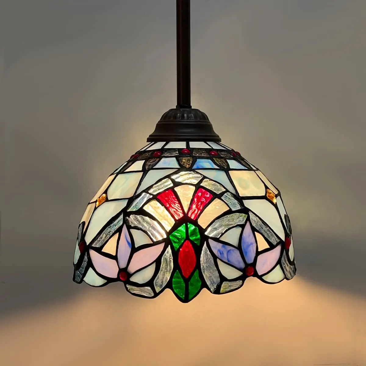 

Tiffany Pendant Lamp Home Decor Modern Blue Victorian Style Stained Glass Hanging Light For Kitchen Island Dining Room Bar