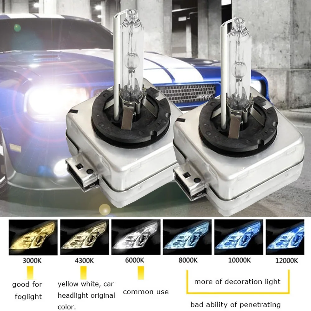 1pair Xenon 35w 12V D1S D1R 4300k Warm White HID Headlamp 6000k 8000k 12000k Retrofit Xenon Bulb Fog Lamp Accessories